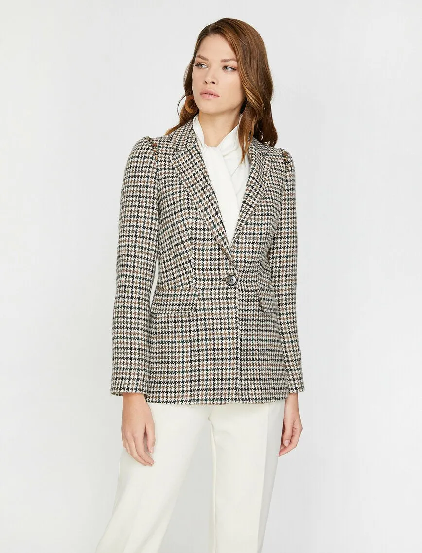 14991 Ecru-Green Check Jacket
