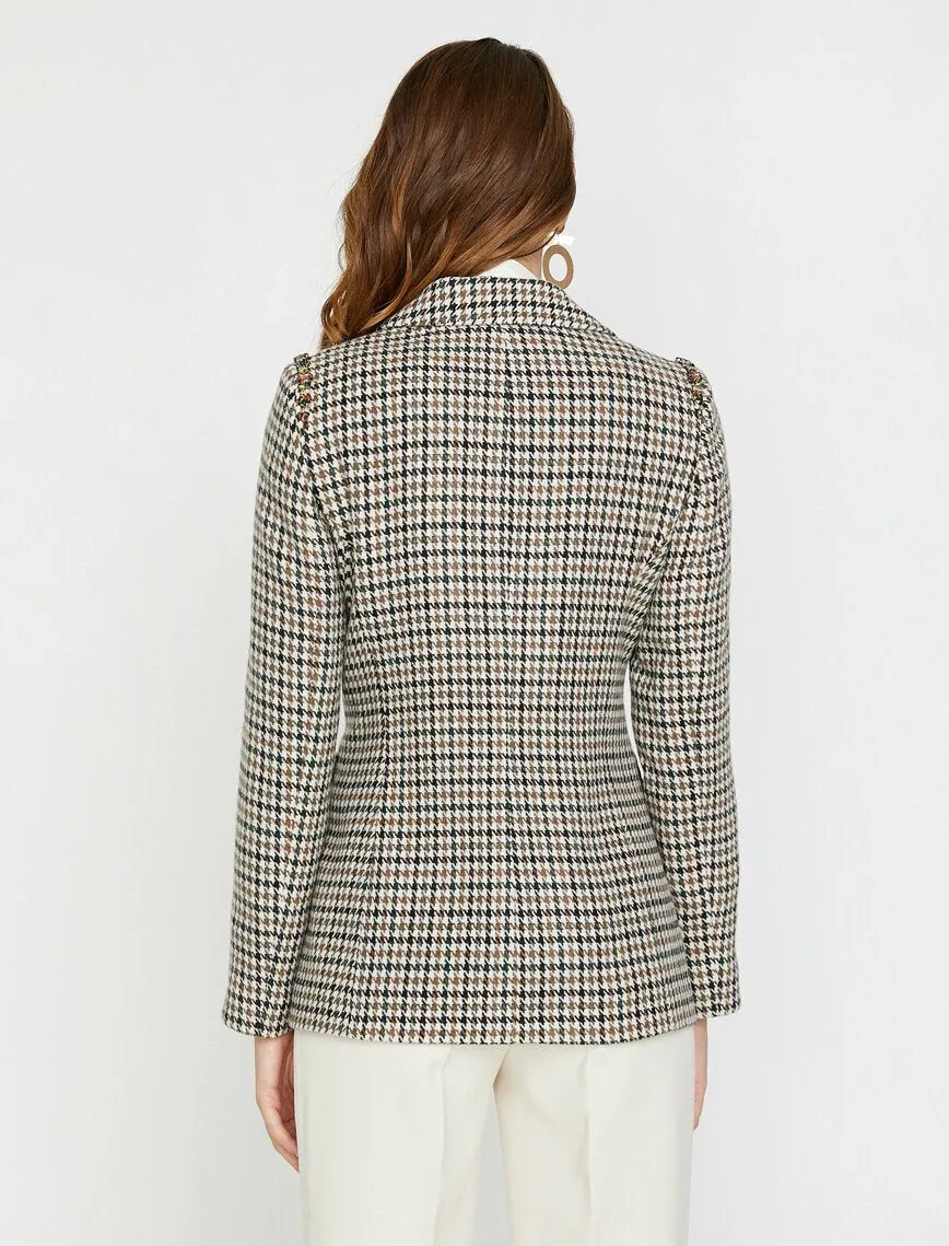 14991 Ecru-Green Check Jacket