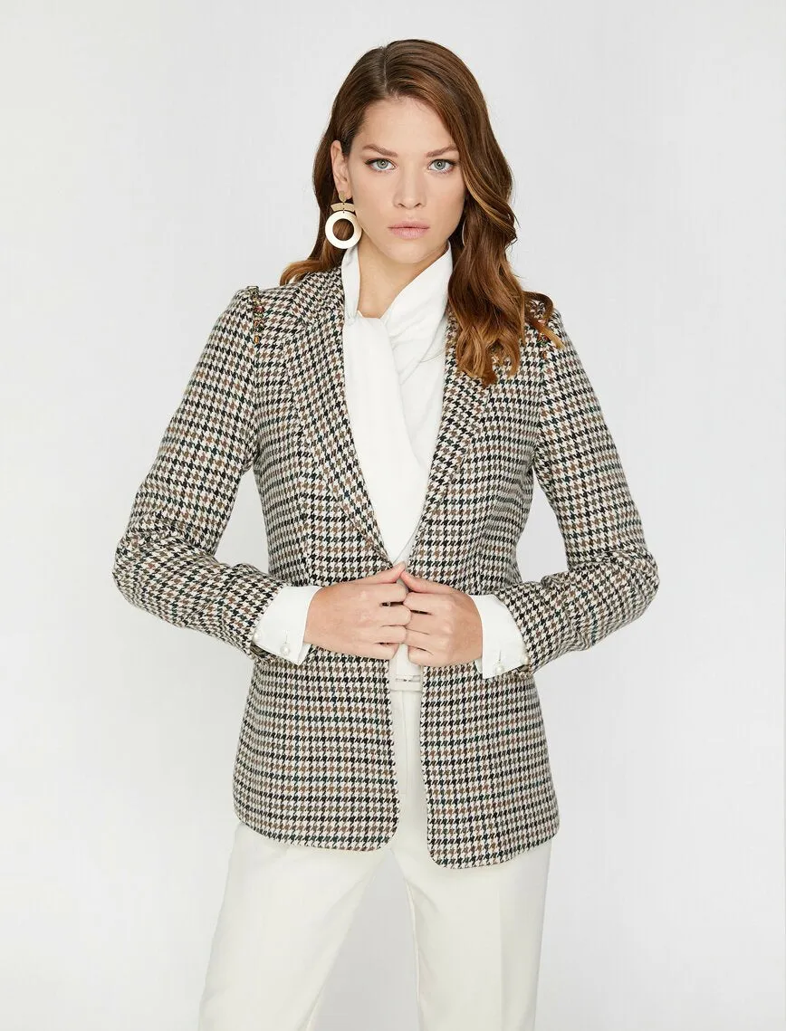 14991 Ecru-Green Check Jacket