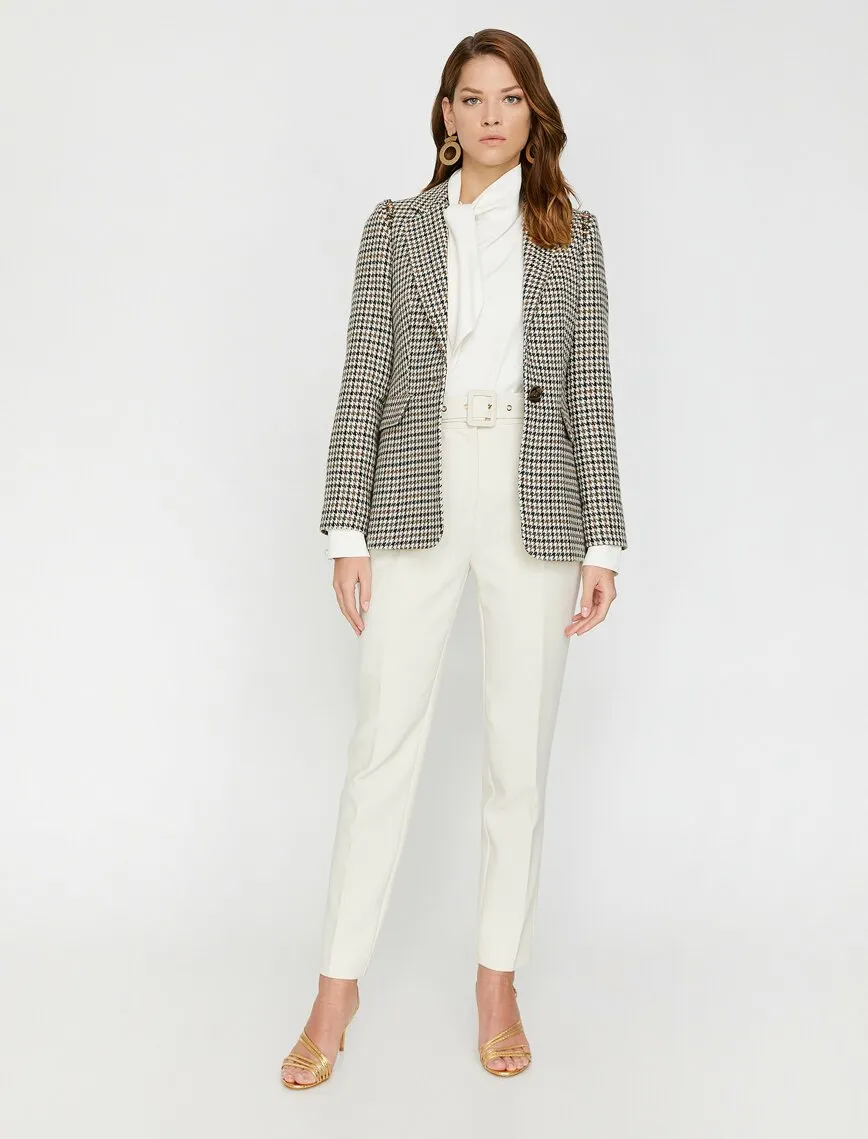 14991 Ecru-Green Check Jacket