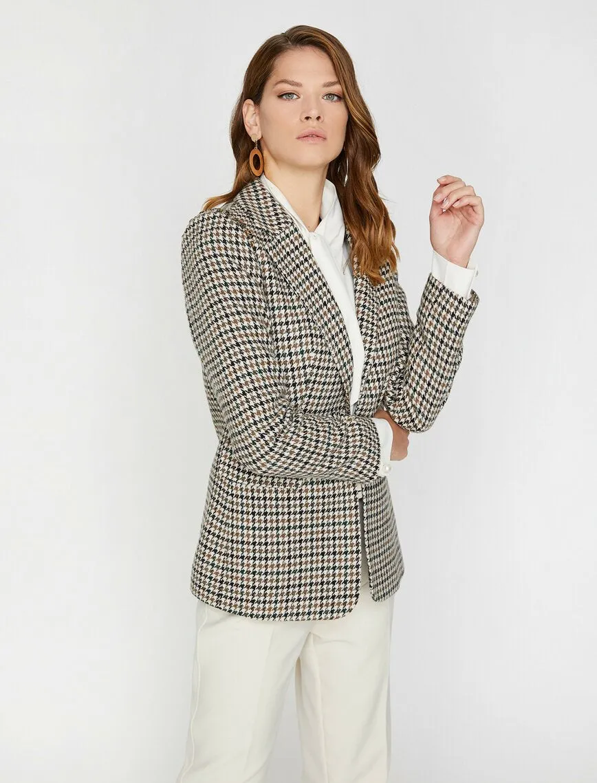 14991 Ecru-Green Check Jacket