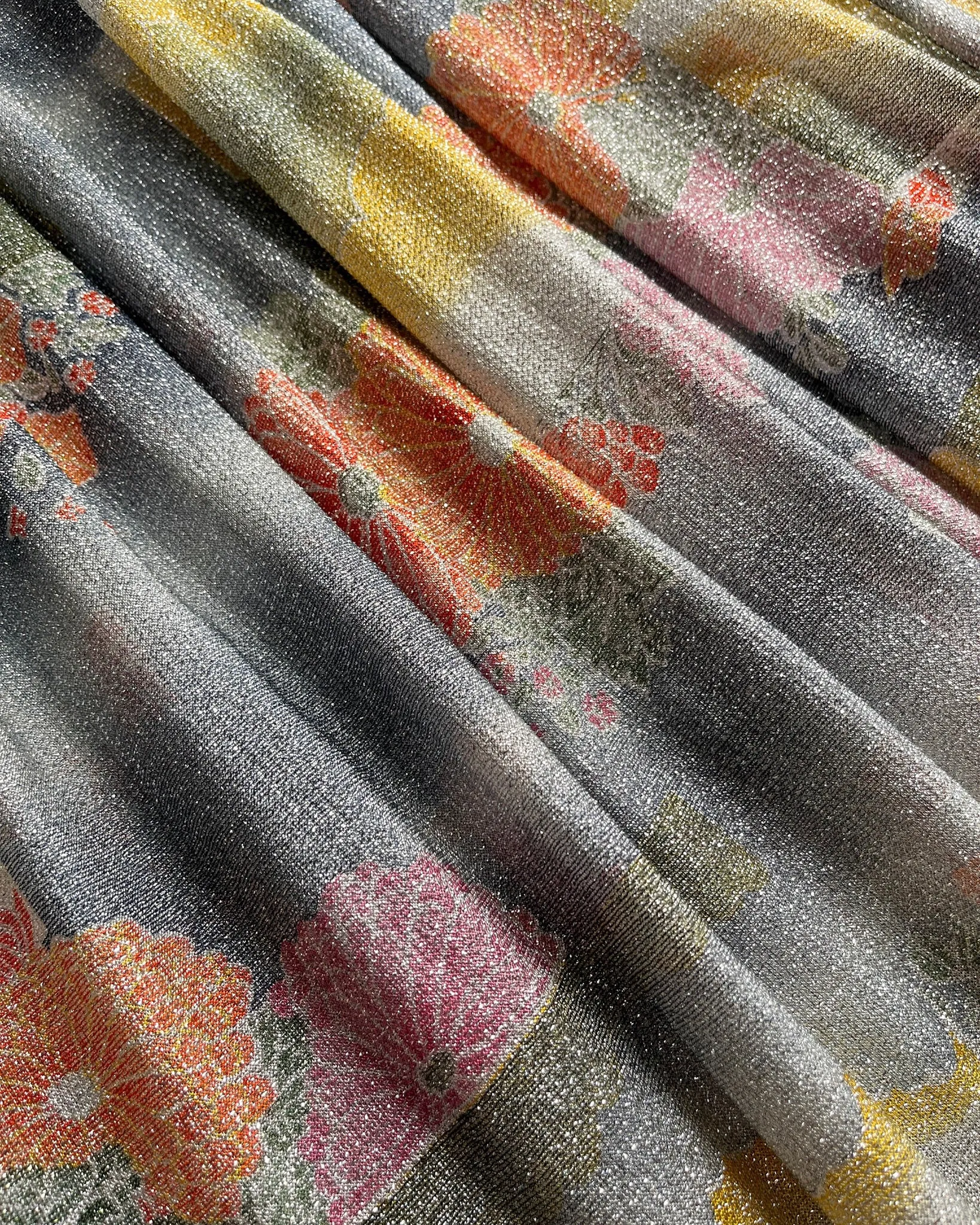 70s Metallic Floral Maxi Skirt | S