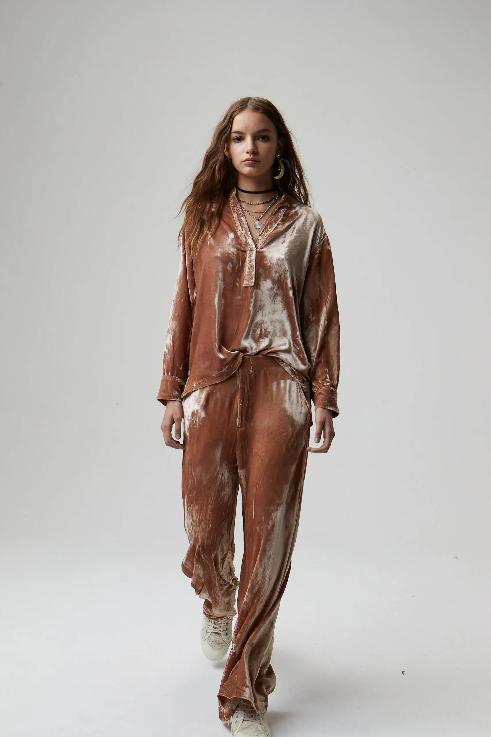 New Luna Velvet Pants - Blush