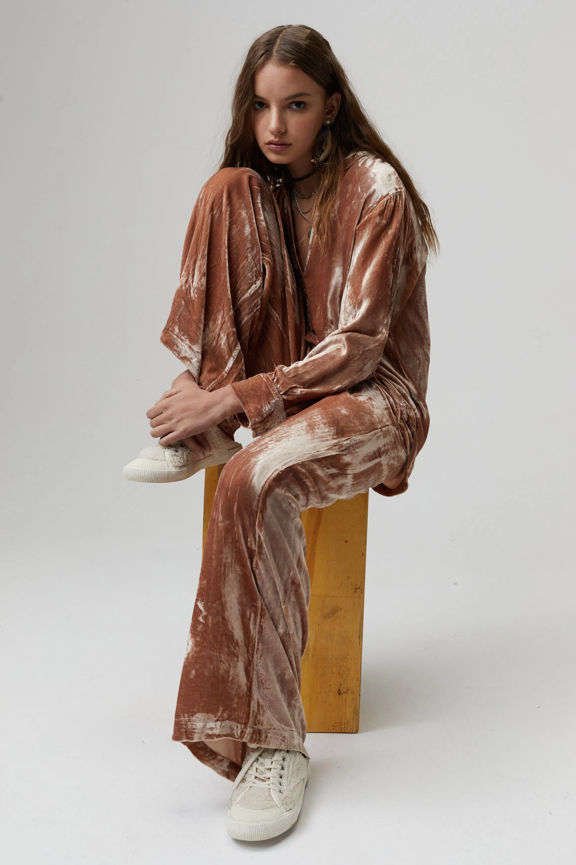 New Luna Velvet Pants - Blush