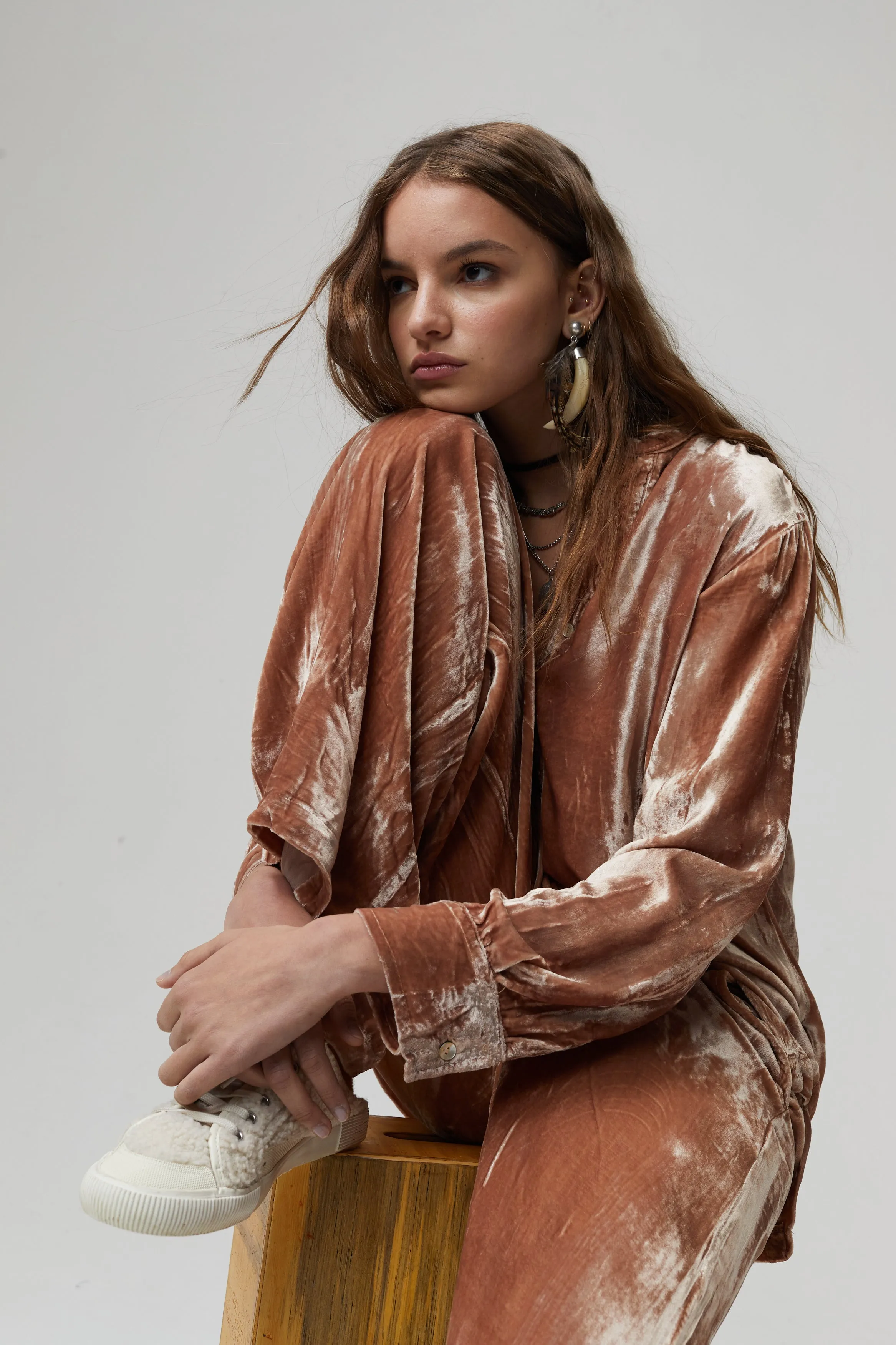 New Luna Velvet Pants - Blush
