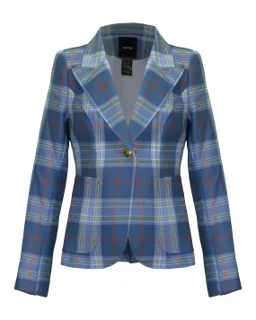Patch Pocket Blazer Blue Tartan