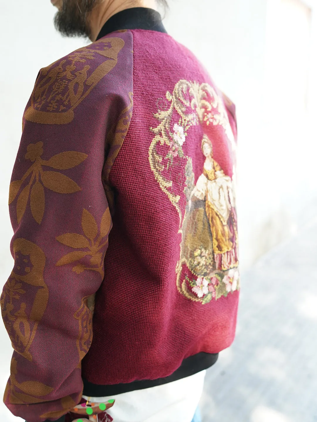 Unlogical Poem Flower Velvet Embroidery Patchwork Red Souvenir Jacket
