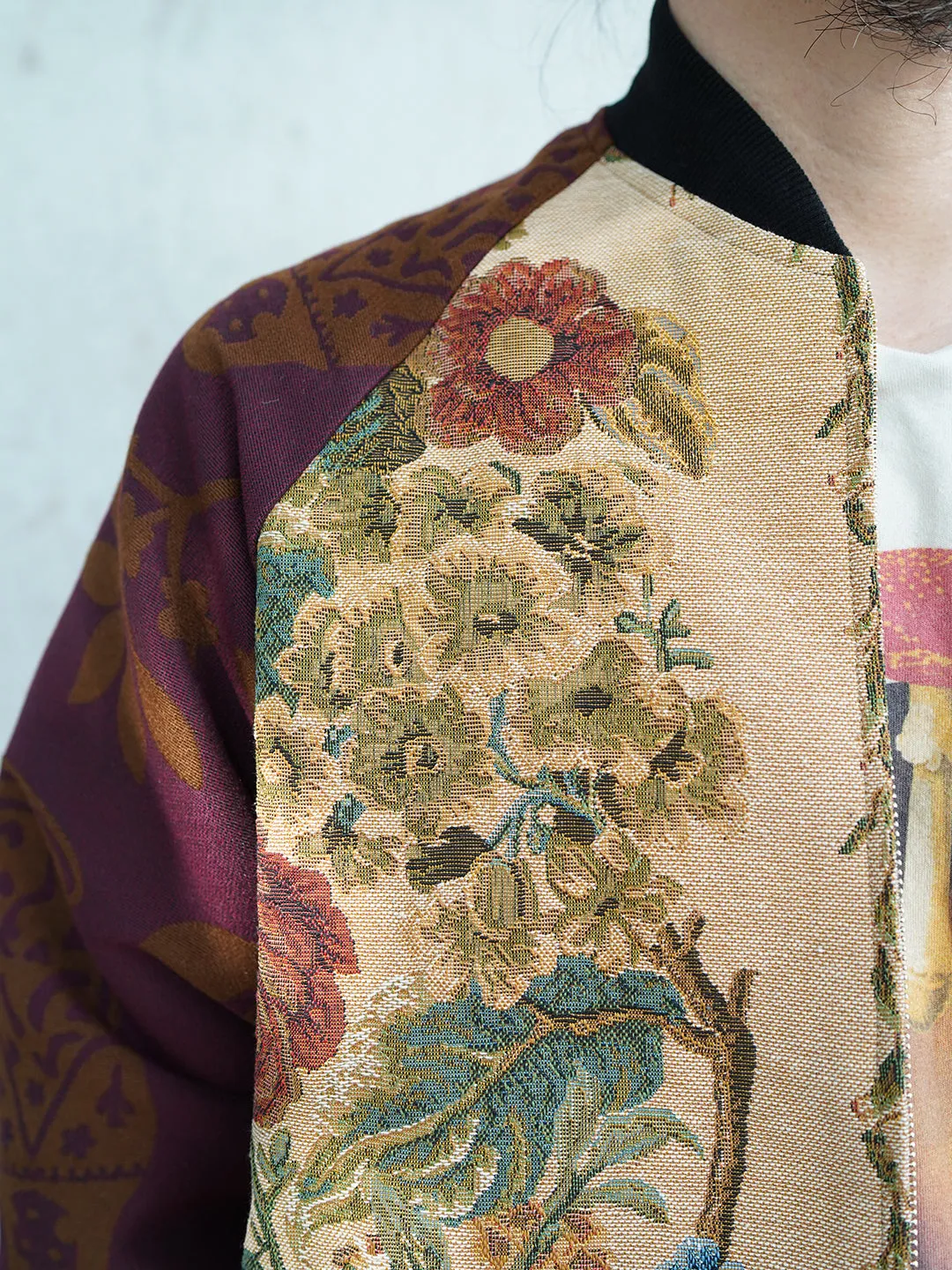 Unlogical Poem Flower Velvet Embroidery Patchwork Red Souvenir Jacket