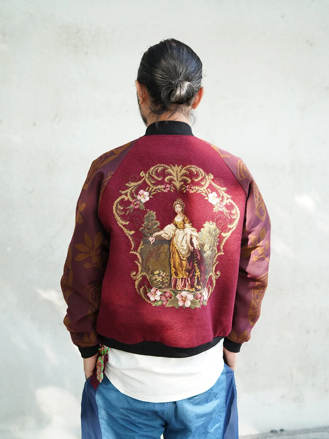 Unlogical Poem Flower Velvet Embroidery Patchwork Red Souvenir Jacket