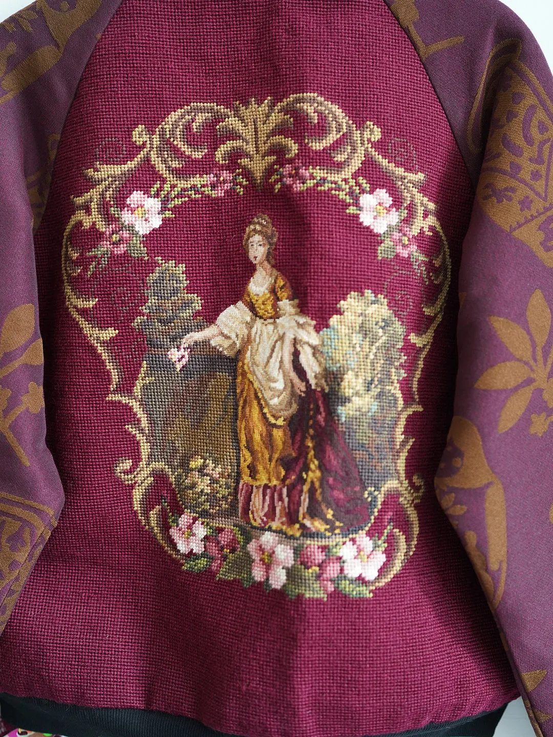 Unlogical Poem Flower Velvet Embroidery Patchwork Red Souvenir Jacket