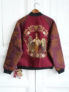 Unlogical Poem Flower Velvet Embroidery Patchwork Red Souvenir Jacket